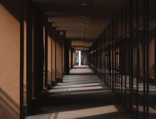 课间走廊里同学低头快速记录哈麻批要点的小场景